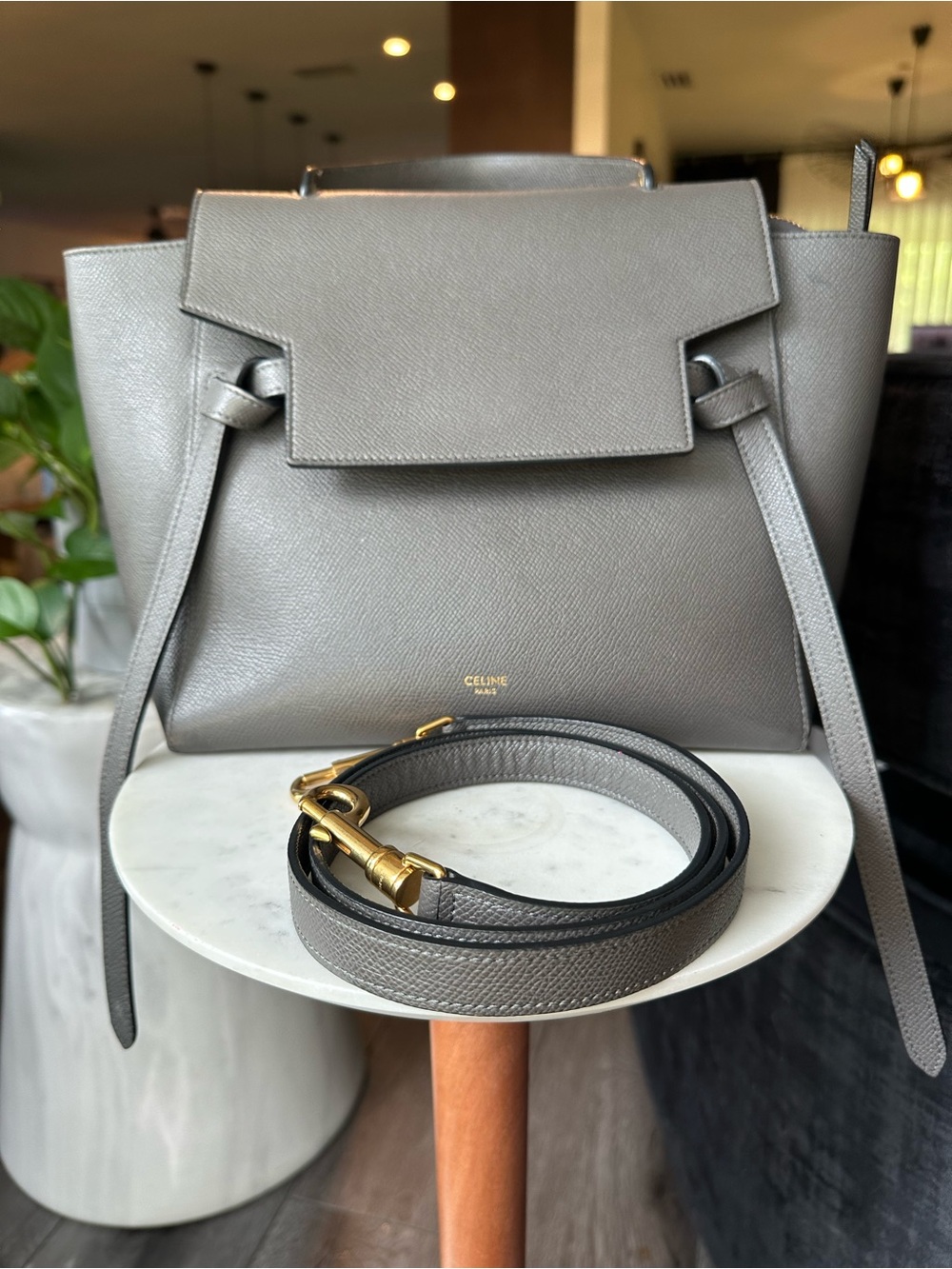Celine Micro Belt Bag – Dark Gray Grained Leather